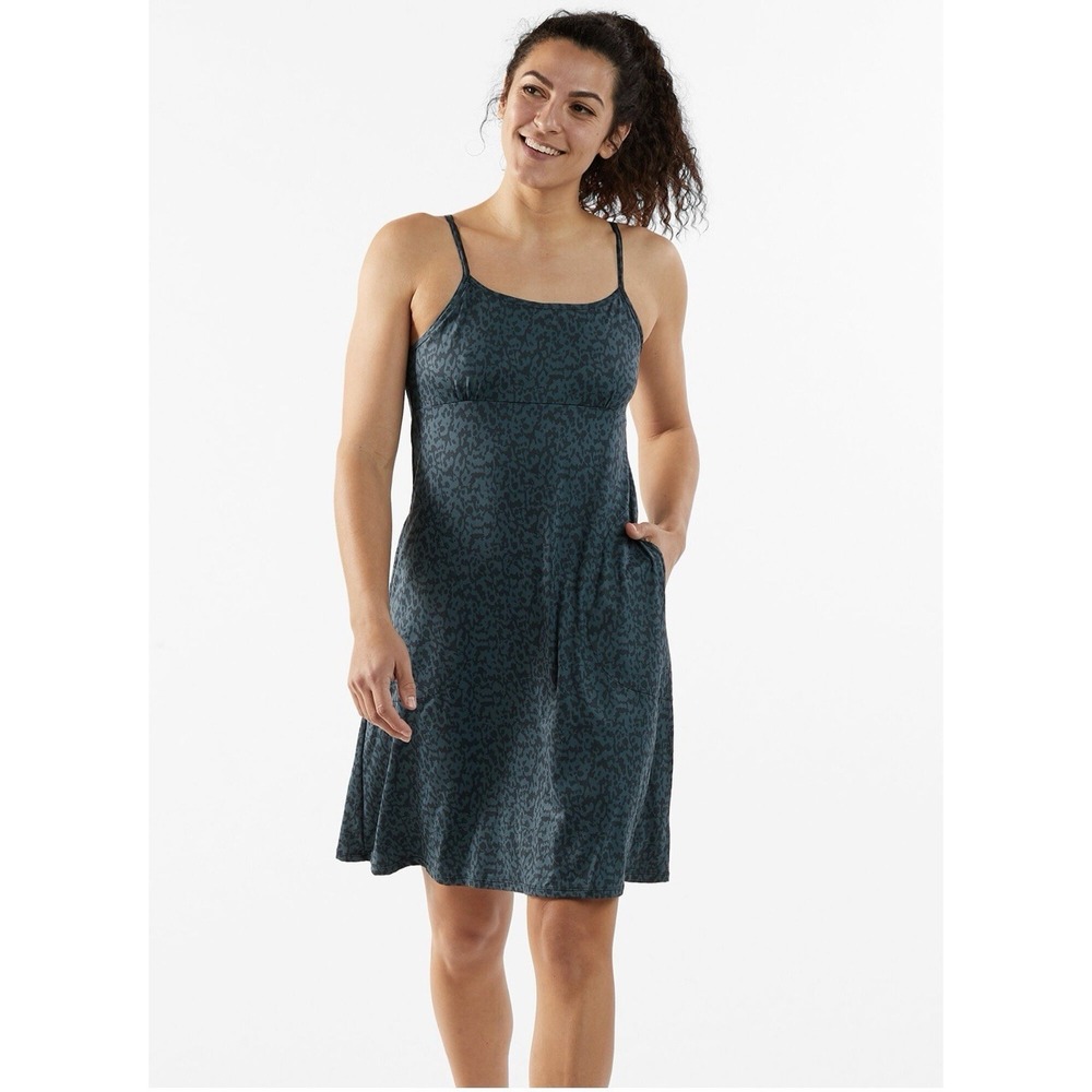 PrAna Granite Springs Dress  Women's size XS Teal Built-In Bra Outdoor Hiking